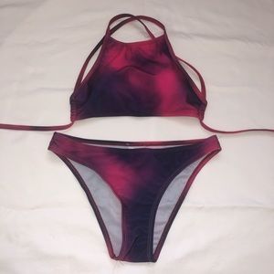 Tie Dye High Neck Bathing Suit